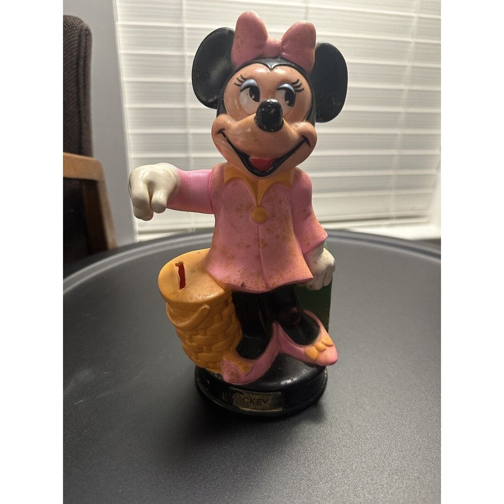 Vintage Disney Minnie Mouse Plastic Coin Piggy Bank Animal Toys